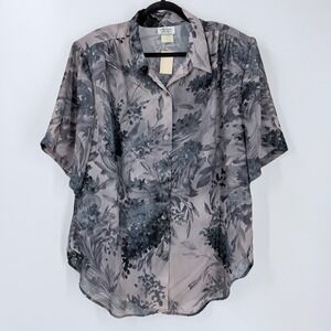 NWT Vtg 90s Moody Floral Button Top Womens sz 22W/42W 3X whimsigoth cottagecore